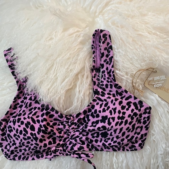 cabana del sol pink leopard bikini top. Size M. NWT - Picture 2 of 5